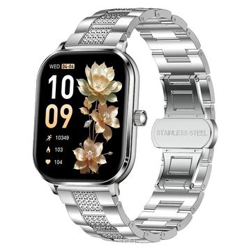 AK108 1.82 Women Smartwatch with Rhinestone Strap - Silver