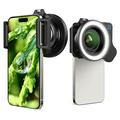 Apexel APL-ZM100FL26 Professional Zoom Macro Lens with 9-Mode Ring Light - 52mm/37mm Thread