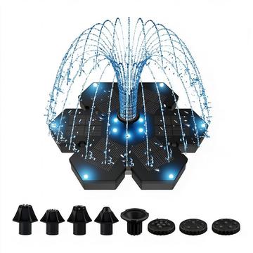 AS22D3 Solar Floating Fountain Pump with 12 LED Lights - Black