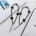 Acrylic Heart Beaded Phone Chain Strap 23.5cm - Black