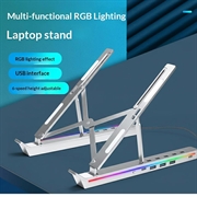 Adjustable Aluminum Laptop Stand with RGB Backlight and USB Hub