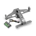 Adjustable CNC Aluminum Alloy Motorcycle License Plate Holder Bike Light Telescopic Bracket with LED Light - Titanium Grey