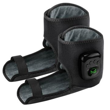 Air Compression Ankle Massager with Heating - 4 Levels, 3 Heat Settings / NTC Control - 2Pcs. - Black