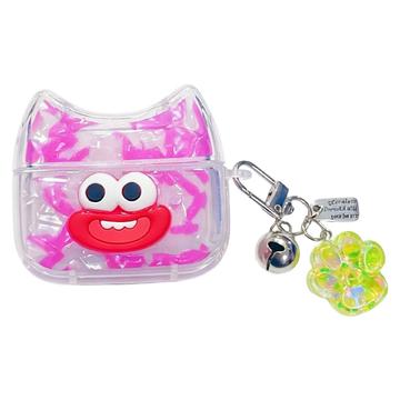 AirPods 3 Funny Smile Cat Face TPU Case - Hot pink
