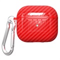 AirPods 3 TPU Case with Carabiner - Carbon Fiber - Red