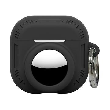 AirPods 5/4/AirTag 2-in-1 Silicone Case with Carabiner - Black