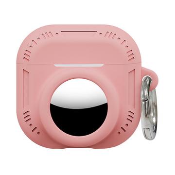 AirPods 5/4/AirTag 2-in-1 Silicone Case with Carabiner - Pink