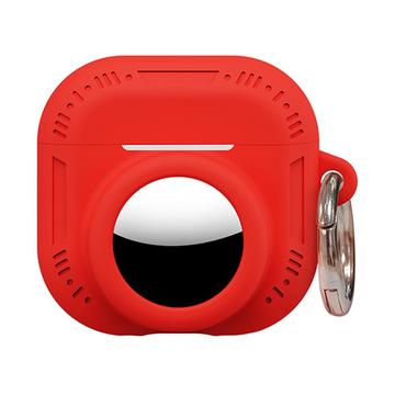 AirPods 5/4/AirTag 2-in-1 Silicone Case with Carabiner - Red