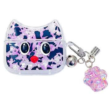 AirPods 4 Leopard Print Cartoon Cat TPU Case - Purple
