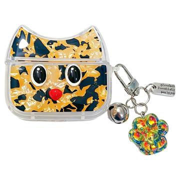 AirPods 4 Leopard Print Cartoon Cat TPU Case - Yellow