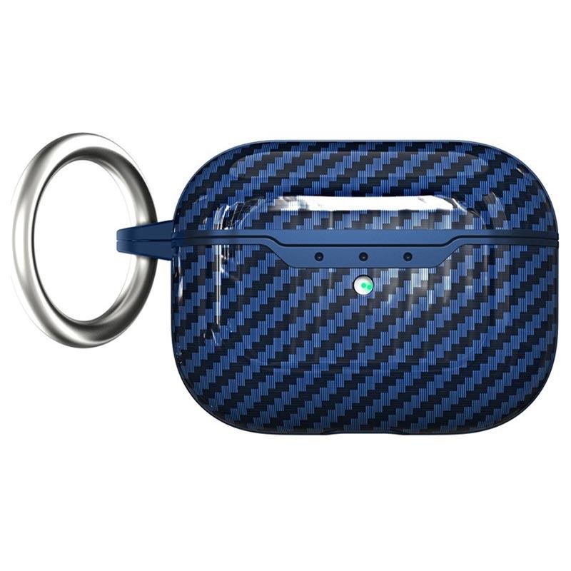 AirPods Pro 2 TPU Case with Carabiner Carbon Fiber Blue