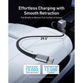 Anker Nano 75W Car Charger with Retractable USB-C Cable and USB-C Port - Grey