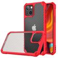 Anti-Shock iPhone 14 Pro Hybrid Case - Carbon Fiber - Red