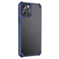 Anti-Shock iPhone 14 Pro Max Hybrid Case - Carbon Fiber - Blue