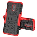 Anti-Slip OnePlus 6T Hybrid Case with Stand - Red / Black