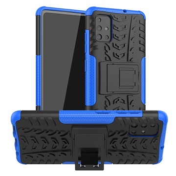 Anti-Slip Samsung Galaxy A51 Hybrid Case with Stand - Blue / Black