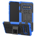 Anti-Slip Samsung Galaxy S10+ Hybrid Case with Stand - Blue / Black