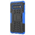 Anti-Slip Samsung Galaxy S10+ Hybrid Case with Stand - Blue / Black