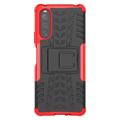Anti-Slip Sony Xperia 10 IV Hybrid Case with Stand - Red / Black