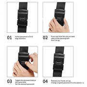 Anti-Theft Luggage Cross Strap with Combination Lock - Black