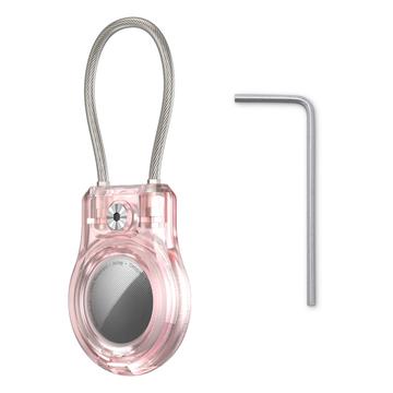 Apple AirTag/AirTag 2 Case with Stainless Steel Wire Strap - Transparent Pink