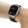 Apple Watch (42/44/SE/45/46/49mm) Vertical-Line Silicone Strap with Titanium Connector - Black
