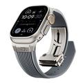 Apple Watch (42/44/SE/45/46/49mm) Vertical-Line Silicone Strap with Titanium Connector - Grey
