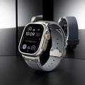 Apple Watch (42/44/SE/45/46/49mm) Vertical-Line Silicone Strap with Titanium Connector - Grey