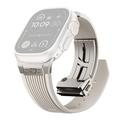 Apple Watch (42/44/SE/45/46/49mm) Vertical-Line Silicone Strap with Titanium Connector - Starlight