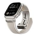 Apple Watch (42/44/SE/45/46/49mm) Vertical-Line Silicone Strap with Titanium Connector - Starlight
