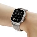 Apple Watch (42/44/SE/45/46/49mm) Vertical-Line Silicone Strap with Titanium Connector - Starlight