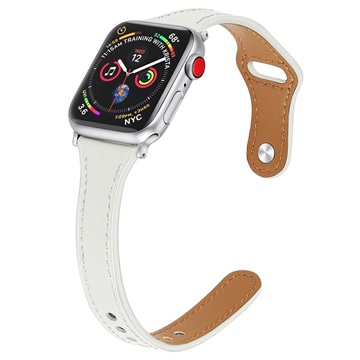 Apple Watch 7/SE/6/5/4/3/2/1 Premium Leather Strap - 45mm/44mm/42mm - White