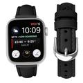 Apple Watch Series 11/10/9/8/SE 3/SE (2022)/7/SE/6/5/4/3/2/1 Thin Leather Strap - 42mm/41mm/40mm/38mm - Black
