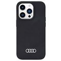 iPhone 14 Pro Audi Metal Logo Silicone Case - Black