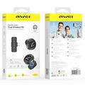 Awei MK3 Dual Magnetic Wireless Lavalier Microphone with Type-C Receiver - Black