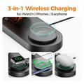 B-33 3-in-1 Wireless Charging Station with USB-C Plugs - 15W - Black