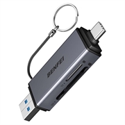 BENFEI 2-in-1 USB-C/USB-A 3.0 Card Reader - SD, TF, microSD - Black