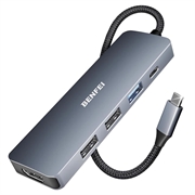BENFEI 5-in-1 USB-C Adapter Hub - 4K HDMI, 100W PD, USB-A - Grey