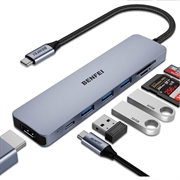 BENFEI 7-in-1 USB-C Adapter Hub - 4K HDMI 60Hz, 100W PD, 3x USB-A, SD & microSD Card Reader