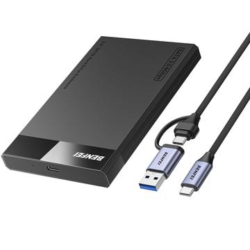 BENFEI SSD Drive Housing 2.5 SATA SSD USB-C, USB-A, UASP SATA III Support - Black