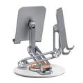 BONERUY L06X Aluminum Smartphone/Tablet Stand – 360 Rotating, Foldable, Multi-Angle - Dark Grey