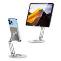 BONERUY L06X Aluminum Smartphone/Tablet Stand – 360 Rotating, Foldable, Multi-Angle - Silver
