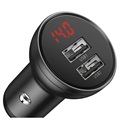 Baseus Digital Display Dual USB Car Charger - 4.8A - Grey