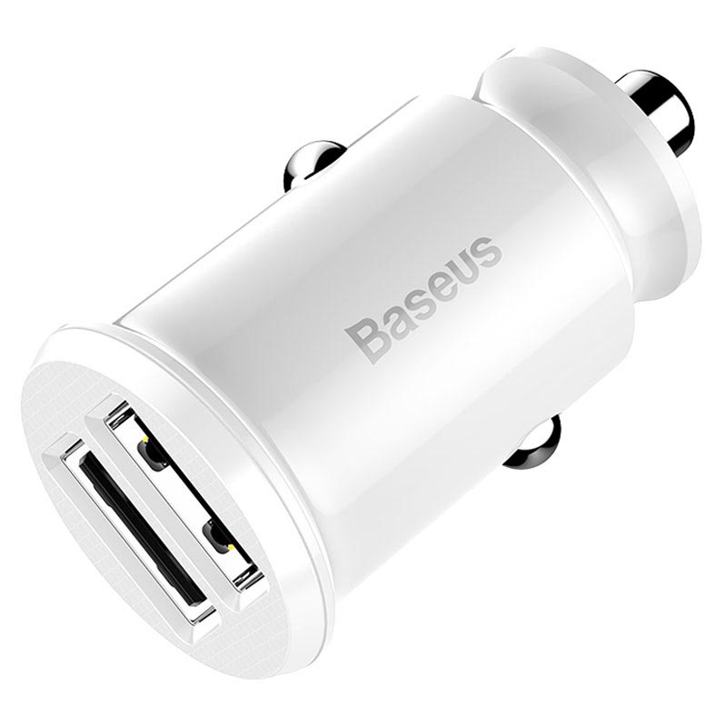 Baseus Grain Mini Smart Dual USB Car Charger 3.1A White