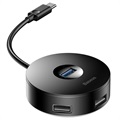 Baseus Round Box 4-port USB 3.0 Hub with USB-C Cable - Black