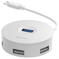 Baseus Round Box 4-port USB 3.0 Hub with USB-C Cable - White