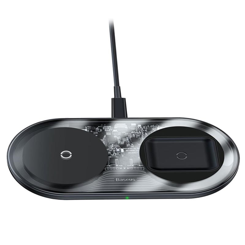Baseus Simple 2-in-1 Pro Edition Dual Wireless Charger - 15W - Transparent