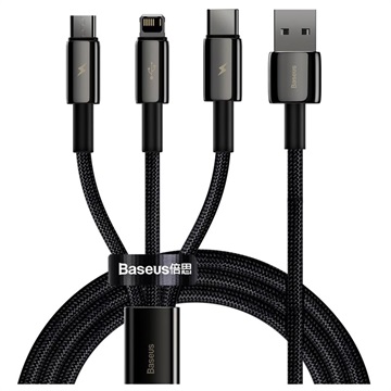 Baseus Tungsten Gold 3-in-1 Fast Charging Cable - 1.5m - Black