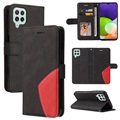 Bi-Color Series Samsung Galaxy A22 4G Wallet Case - Black