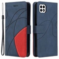 Bi-Color Series Samsung Galaxy A22 5G, Galaxy F42 5G Wallet Case - Blue